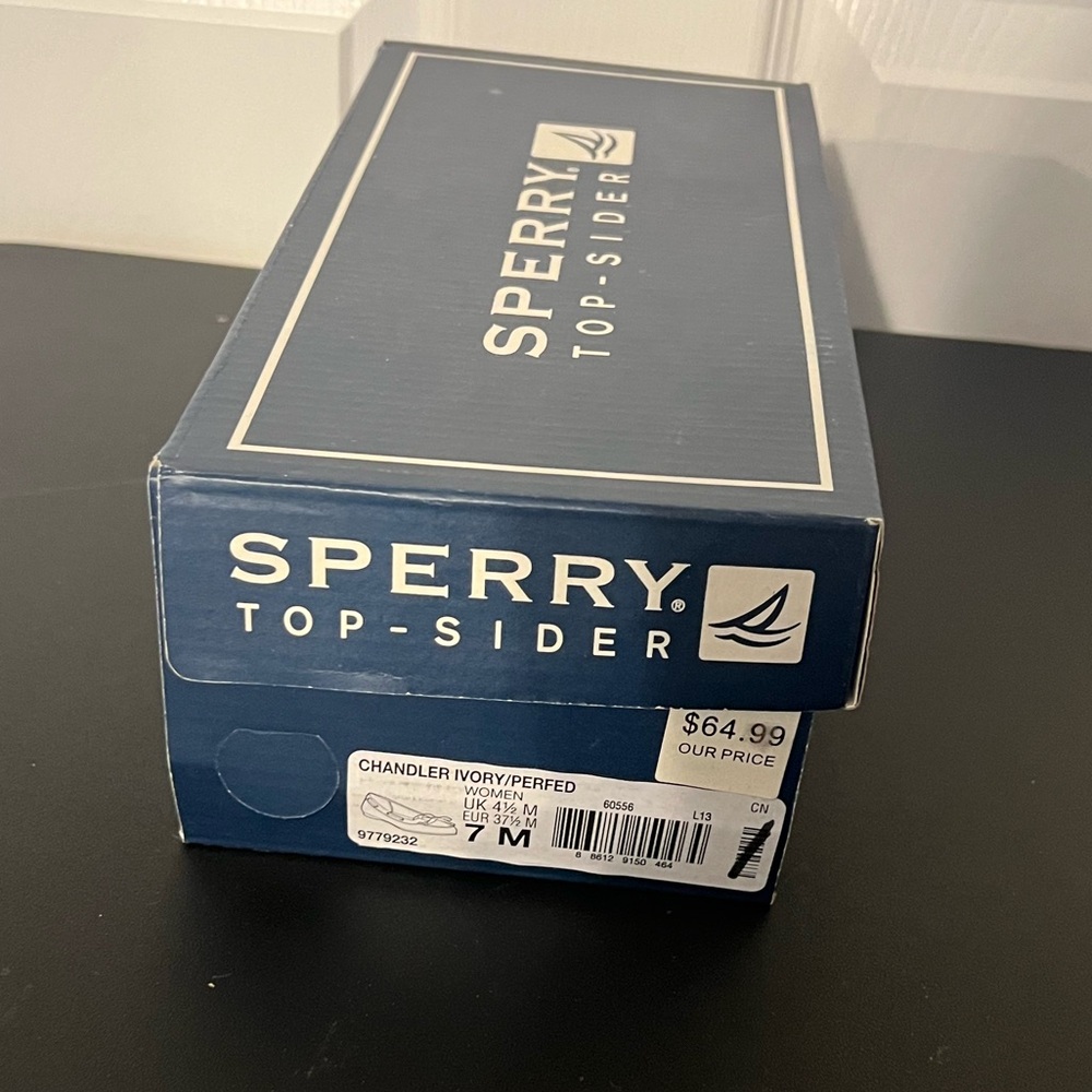 NIB Sperry Women's Chandler Ivory/Perforated Flats - Picture 2 of 2